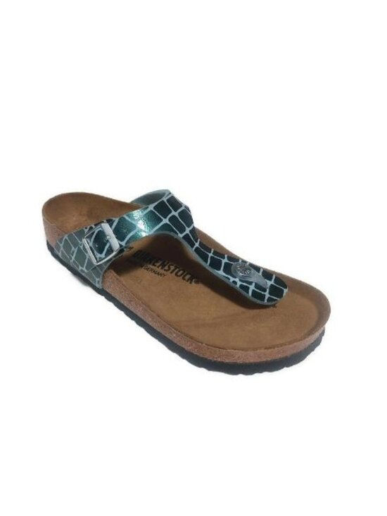 Birkenstock Shoes - Birkenstock Gizeh Womens 7 Thong Sandals Gator Gleam Ocean Breeze EU 38 Regular
